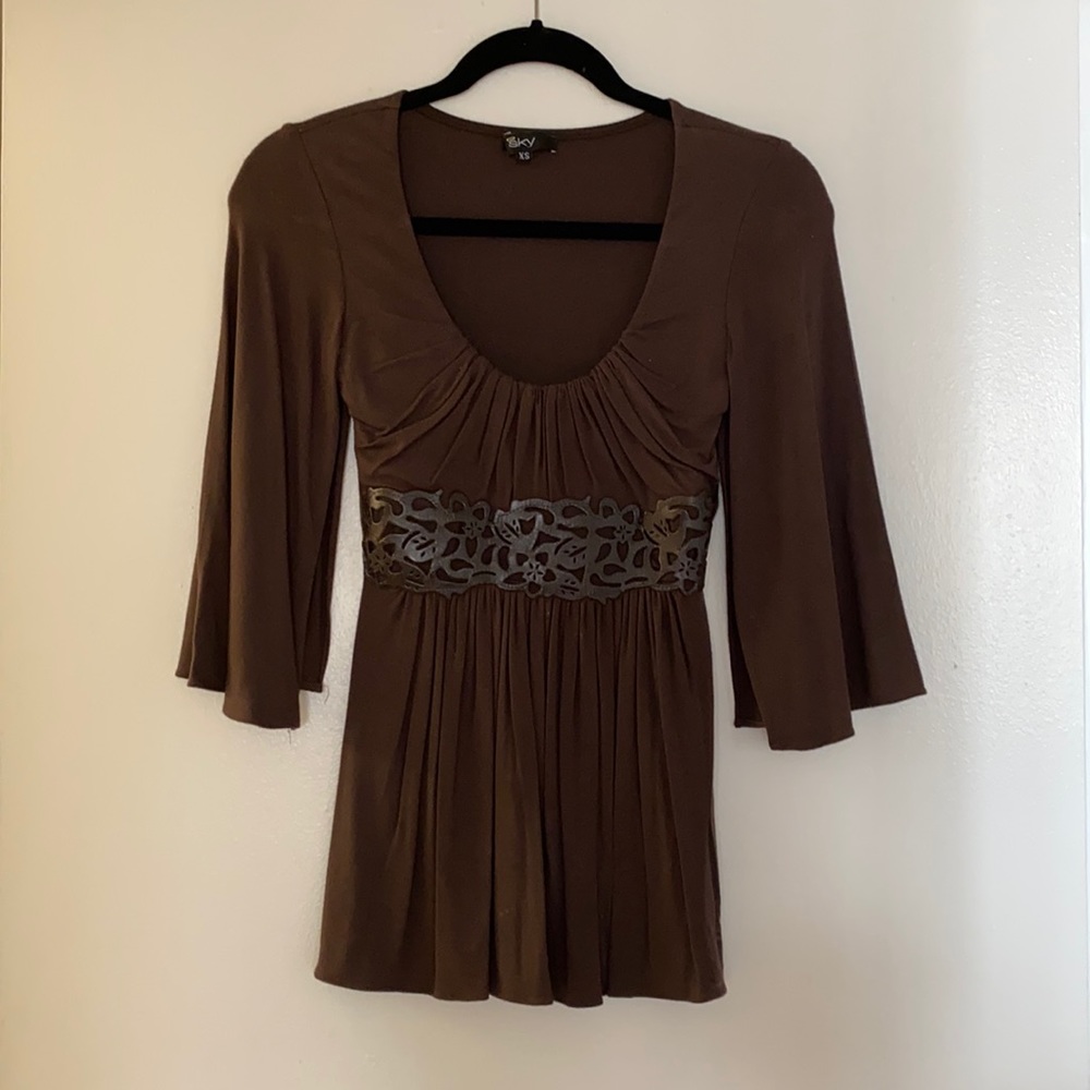 Sky leather trimmed top size XS